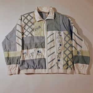 Blue and white embroidered vintage jacket